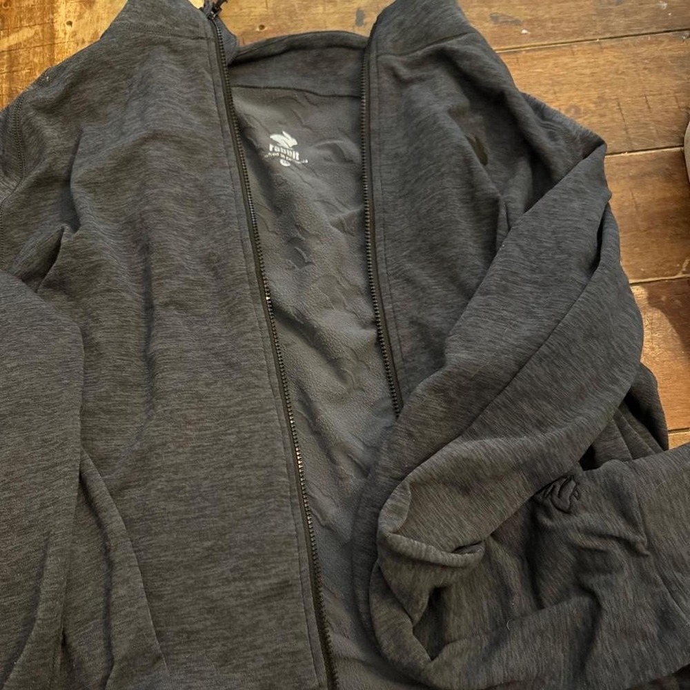 Rabbit Running High Country Hoodie Womens Large Gray Full Zip Fleece Jacket